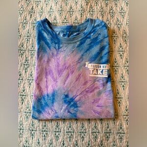 “Pardon My Take” Podcast Men’s Purple Blue Swirl Tie Dye Tee Shirt T-Shirt Sz L
